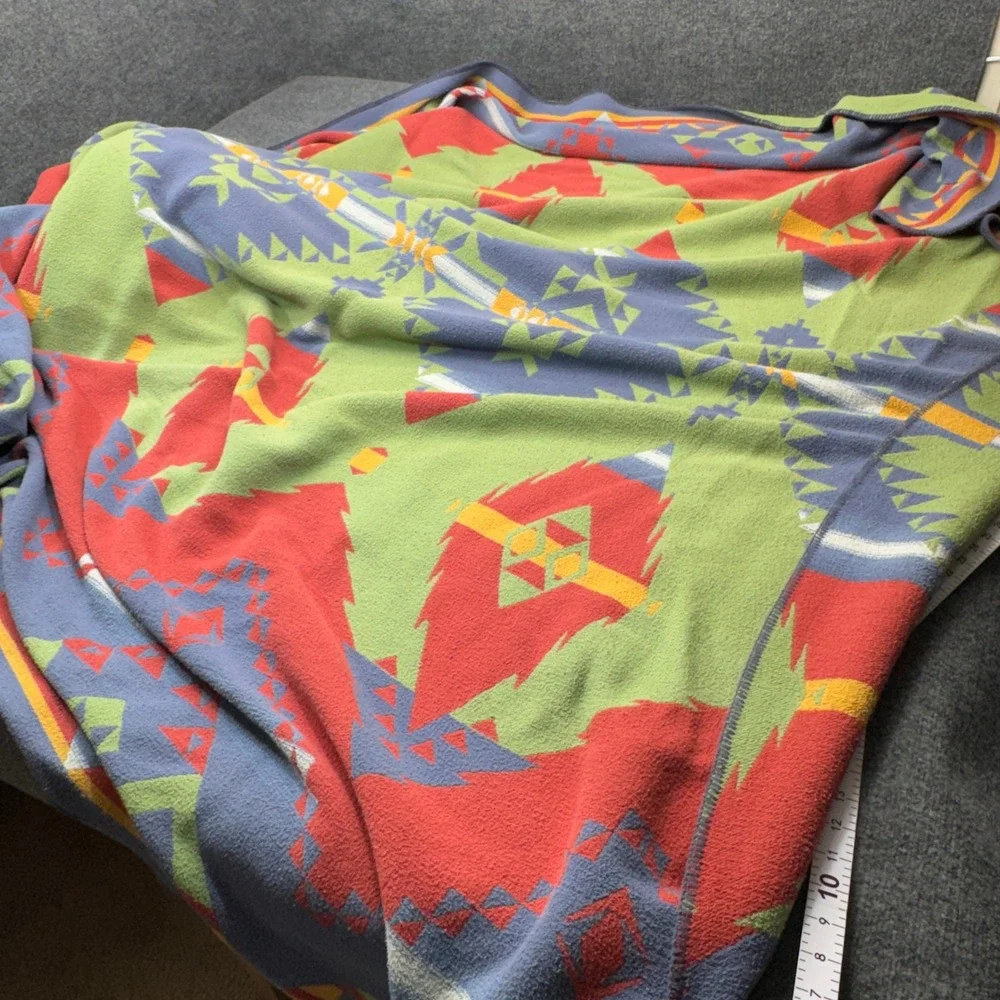 Vintage Polo Ralph Lauren Southwestern Aztec Blanket King Green Heavy Camp 90s